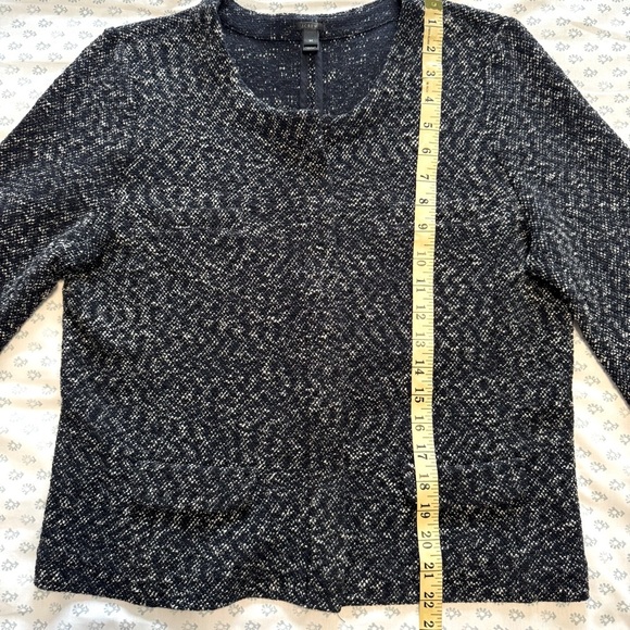 J. Crew Navy Blue and White Micro Tweed Sweater Jacket Size Medium - Picture 4 of 7